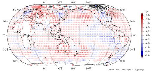 Figure: Annual mean surface temperature anomalies in 2013