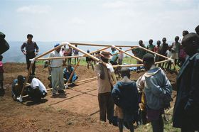 Photo: Paper Refugee Shelters for Rwanda, 1999, Byumba Refugee Camp, Rwanda