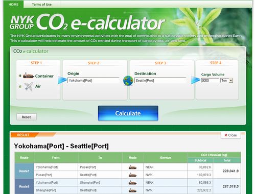 Japanese Shipping Company Releases Online CO2 Calculator for Cargo Transport  (mobile)| Japan for Sustainability